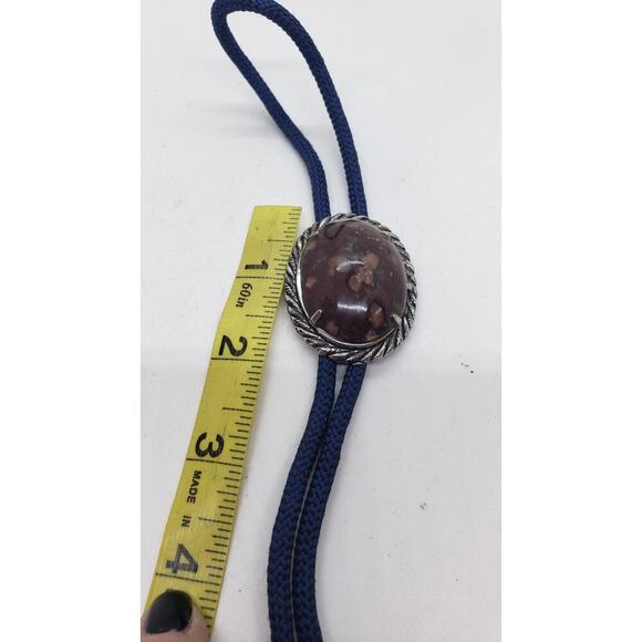 Vintage Native Bolo Tie Made In USA Southwest Large Jasper Gemstone - Picture 11 of 14